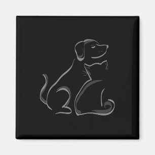 Aimant Un Chat Et Un Chien Silhoutte Amitié