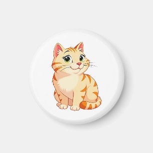 Aimant un chat tigré orange de dessin animé