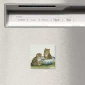 Aimant Un chaton dans un bol bleu de Chine (In Situ (Lave-vaisselle))