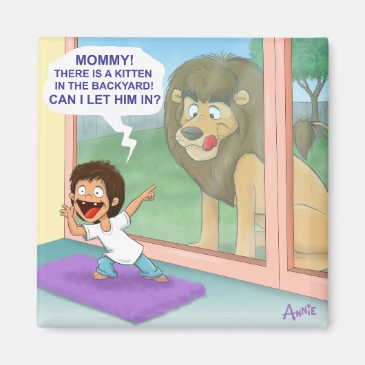 Aimant Un chaton mignon dans le jardin (Devant)