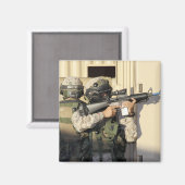 Aimant Un chef d'infanterie vise son arme (Recto/Verso)