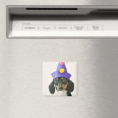 Aimant Un chien portant un drôle de casquette (In Situ (Lave-vaisselle))