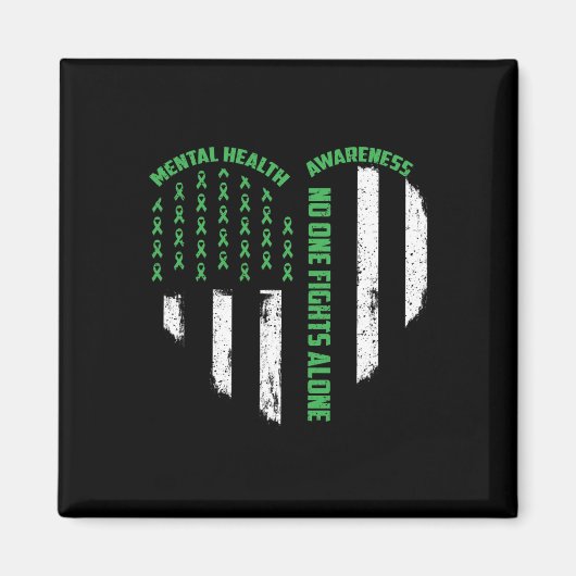 Aimant Un combat contre le drapeau américain Coeur seul s (Devant)