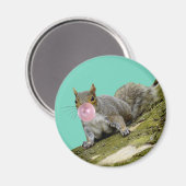 Aimant Un écureuil souffle une bulle photo d'un animal (Recto/Verso)