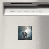 Aimant Un éléphant asiatique dans un défrichement éclairé (In Situ (Lave-vaisselle))