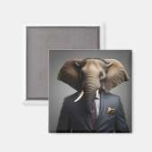 Aimant Un éléphant drôle en costume (Recto/Verso)