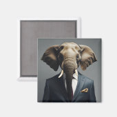Aimant Un éléphant drôle en costume (Recto/Verso)