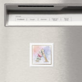 Aimant Un floral rose monogramme A (In Situ (Lave-vaisselle))