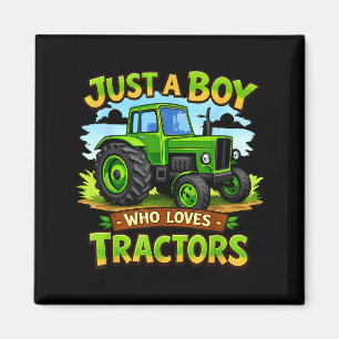 Aimant Un garçon qui aime les tracteurs drôle anniversair