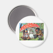 Aimant Un Gnome vivant dans un chalet de champignons (Recto/Verso)