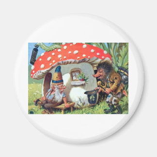 Aimant Un Gnome vivant dans un chalet de champignons