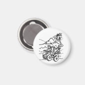 Aimant Un golfeur jouant au golf avec ses quatre roues (Recto/Verso)