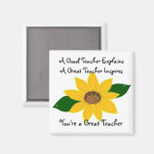 Aimant Un grand professeur de tournesol design (Recto/Verso)