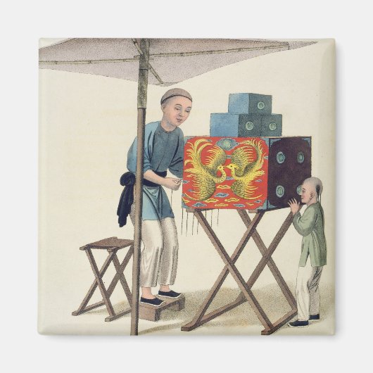 Aimant Un homme avec un Raree-Show, assiette 10 de 'Le Co (Devant)