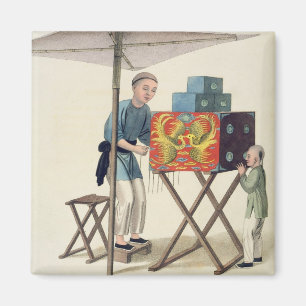 Aimant Un homme avec une Raree-Exposition, plaquent 10