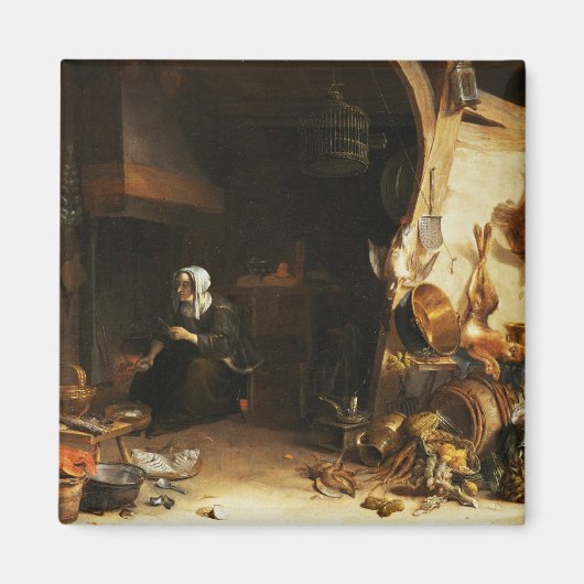 Aimant Un intérieur cuisine avec une serveuse (Devant)