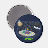 Aimant Un joli poisson heureux dans l'espace dessin animé (Recto/Verso)