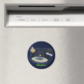 Aimant Un joli poisson heureux dans l'espace dessin animé (In Situ (Lave-vaisselle))