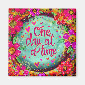 Aimant Un jour à la fois Inspiritie florale tendance (Devant)