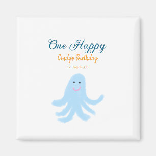 Aimant Un joyeux poulpe bleu sous la mer anniversaire