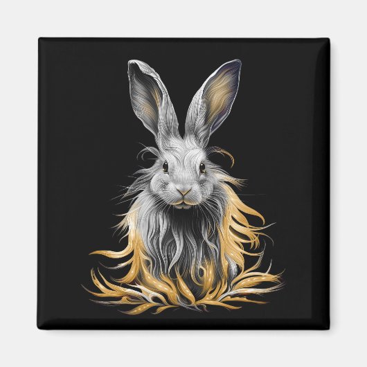 Aimant Un lapin gris génial en feu (Devant)