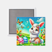Aimant Un lapin heureux (Recto/Verso)
