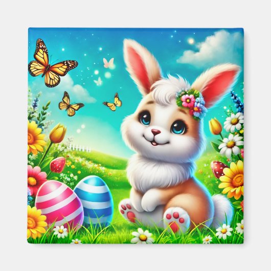 Aimant Un lapin heureux (Devant)
