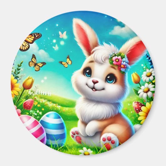 Aimant Un lapin heureux (Devant)