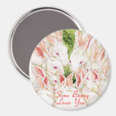 Aimant Un Lapin Vous Aime - Lapins Blancs (Recto/Verso)