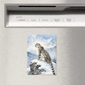 Aimant Un léopard des neiges sur un pic enneigé (In Situ (Lave-vaisselle))