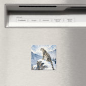 Aimant Un léopard des neiges sur un pic enneigé (In Situ (Lave-vaisselle))