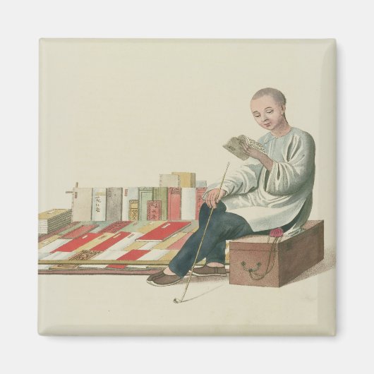 Aimant Un libraire, plaque 6 de 'Le Costume de Chine', (Devant)