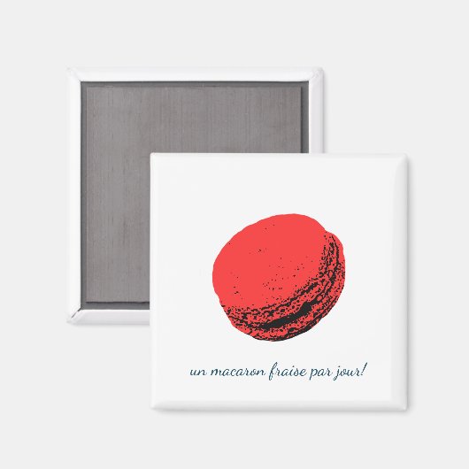 Aimant un macaron fraise par jour ! (Recto/Verso)