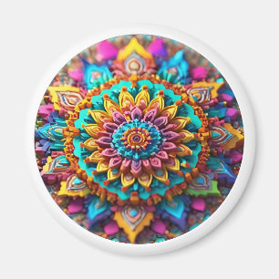 Aimant Un mandala multicolore en 3D
