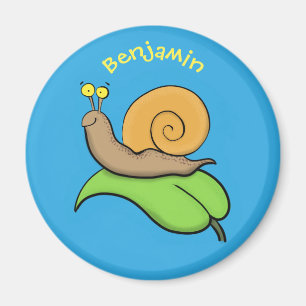 Aimant Un mignon escargot heureux sur une illustration d'