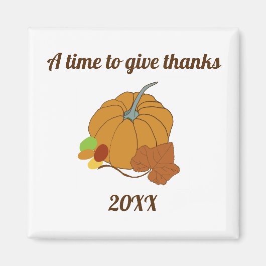 Aimant Un moment pour remercier citrouille et feuille (Devant)