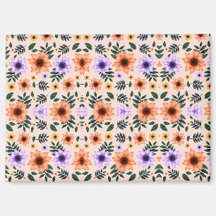 Aimant Un motif floral vibrant présente des fleurs orange