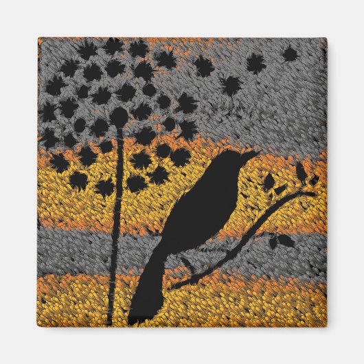 Aimant Un oiseau au milieu des plumes (Devant)