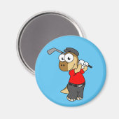 Aimant Un Pachycéphalosaure Dinosaure Jouer Golf. (Recto/Verso)