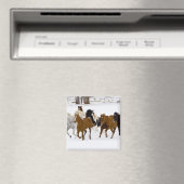 Aimant Un paysage hivernal de chevaux au galop (In Situ (Lave-vaisselle))