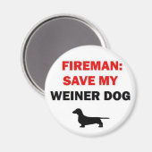 Aimant Un pompier sauve mon chien Weiner (Recto/Verso)