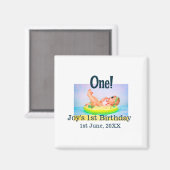 Aimant Un premier anniversaire photo moderne ajouter nom  (Recto/Verso)