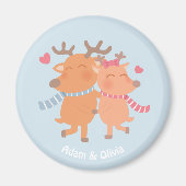 Aimant Un renne romantique en amour en hiver (Devant)