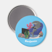 Aimant Un requin drôle en regardant la bande dessinée de  (Recto/Verso)