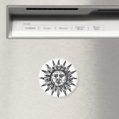Aimant Un signe de soleil noir et blanc stylisé (In Situ (Lave-vaisselle))