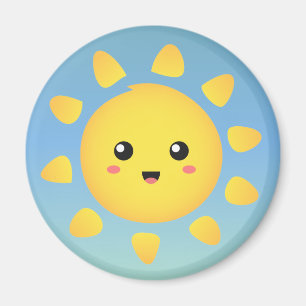 Aimant Un soleil mignon et heureux qui brille de mille fe