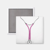 Aimant Un stéthoscope de médecins rose affichant le symbo (Recto/Verso)