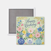 Aimant Un Trio de Fleurs d'Anniversaire (Recto/Verso)