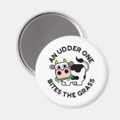 Aimant Un Udder On Mord L'Herbe Funny Cow Pun (Recto/Verso)