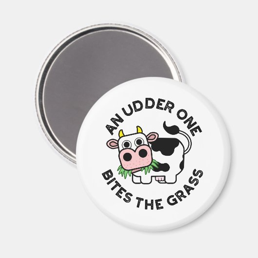 Aimant Un Udder On Mord L'Herbe Funny Cow Pun (Recto/Verso)